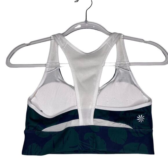 Athleta Womens Sports Bra Size S Green Leaf Pattern Workout Racerback Padded - Picture 2 of 9